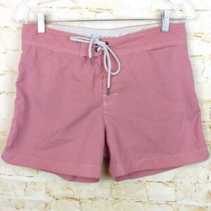 Parke & Ronen Swim Trunk Shorts Mens 30 X 4 Red Gingham Mesh Brief Retro Mod